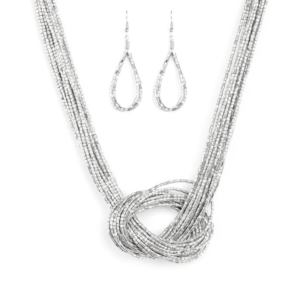 Knotted Knockout Silver Earrings by paparazzi